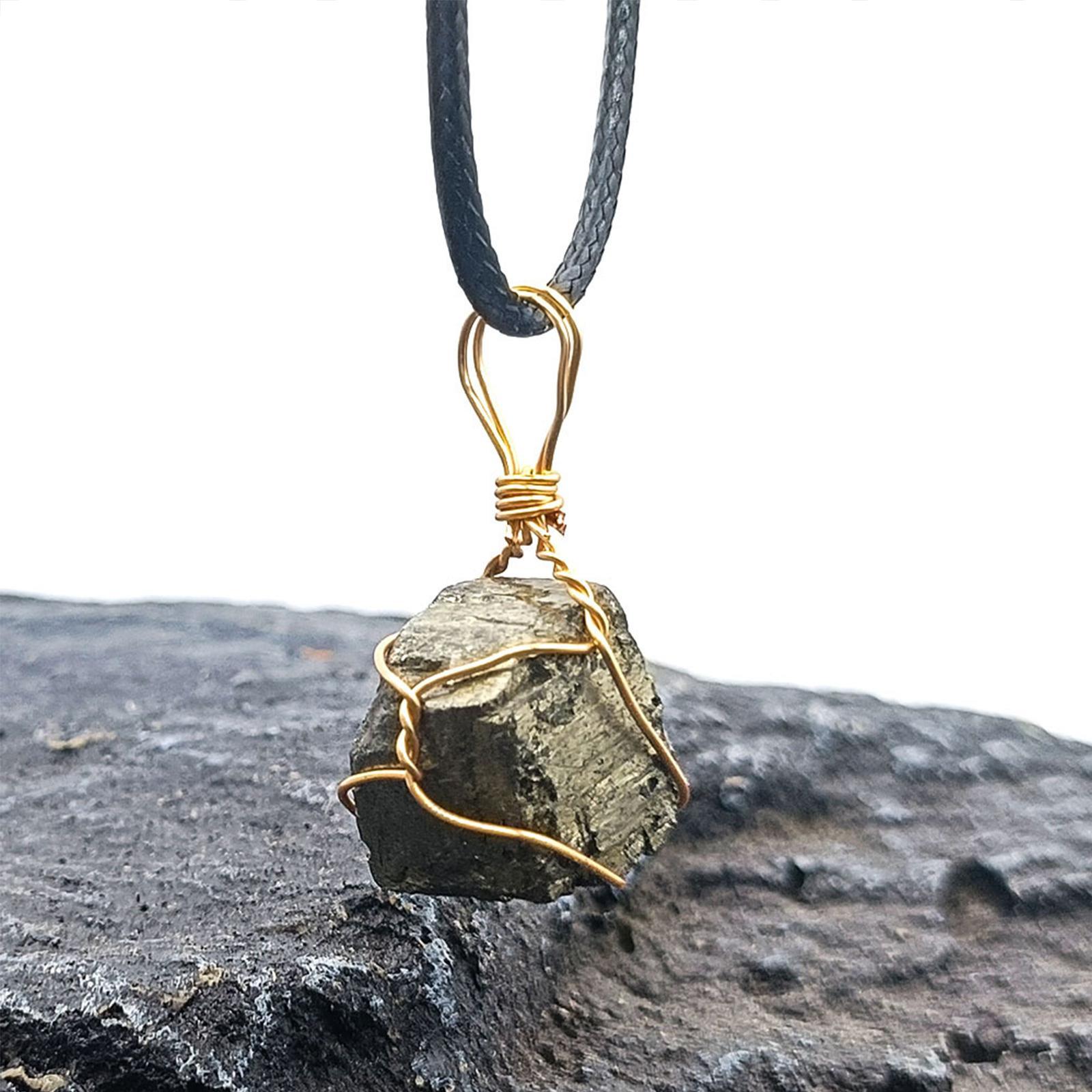 Pyrite Stone Jewelry Necklace Pendant Mineral Iron Rough Decoration