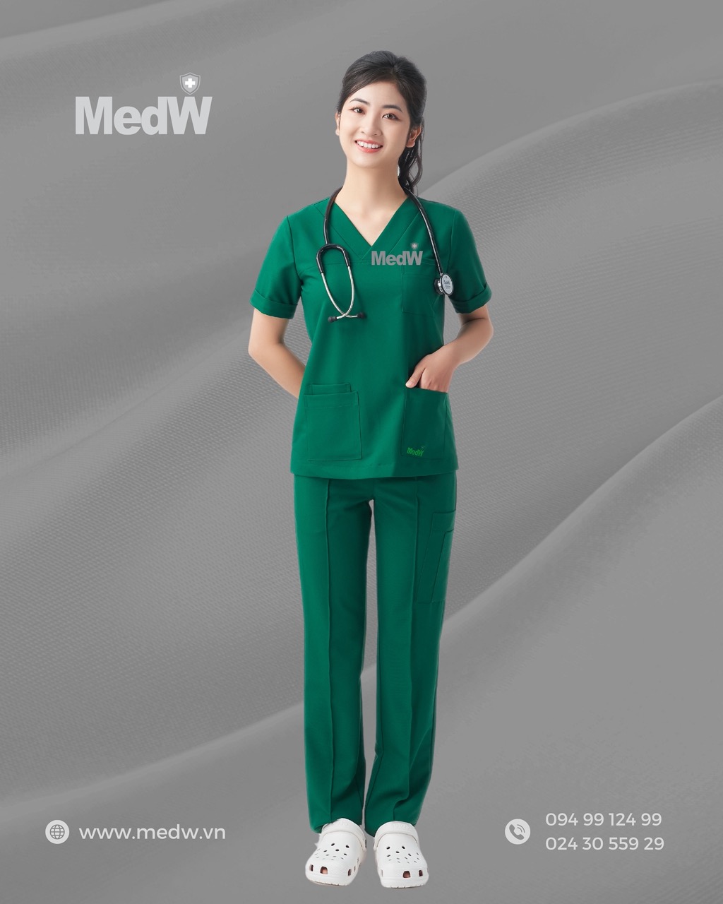 MedW Venus Scrubs Y Tế Green Hunter (Nữ) Xanh Phẫu Thuật Bộ Trang Phục Y Tế Phòng Khám Bệnh Viên Đa Khoa Chuyên Khoa Chấn Thương, Tai Mũi Họng, Sản Phụ Khoa, Chẩn Đoán Hình Ảnh, Phẫu Thuật Tạo Hình Thẩm Mỹ, Vật Liệu Chuyên Biệt Y Tế Mềm Như Lụa