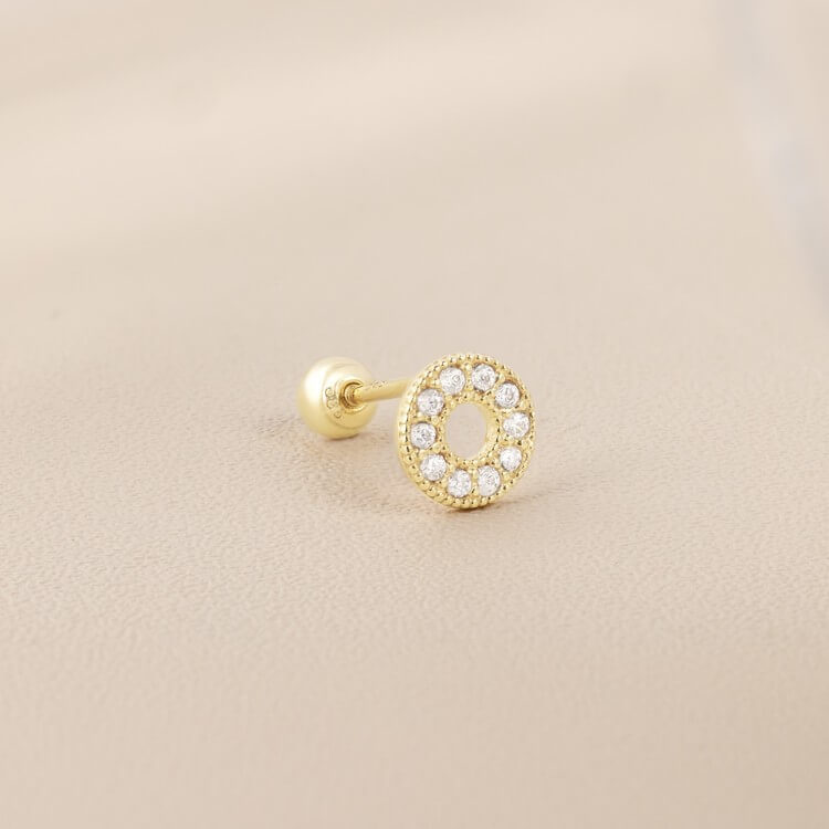 Khuyên Tai Vàng 14KY chuôi bi vặn Korean Style (V0181) - MOON Jewelry