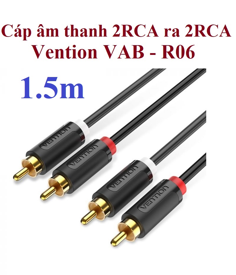 [2RCA male sang 2RCA male ] Cáp âm thanh 2 đầu RCA maler ra 2 RCA male Vention VAB-R06 (1.5m) _ Hàng chính hãng