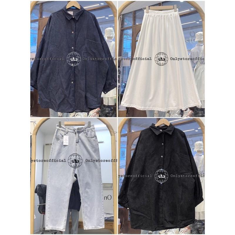 Sơ mi oversize siêu xinhh,chân váy dáng dài