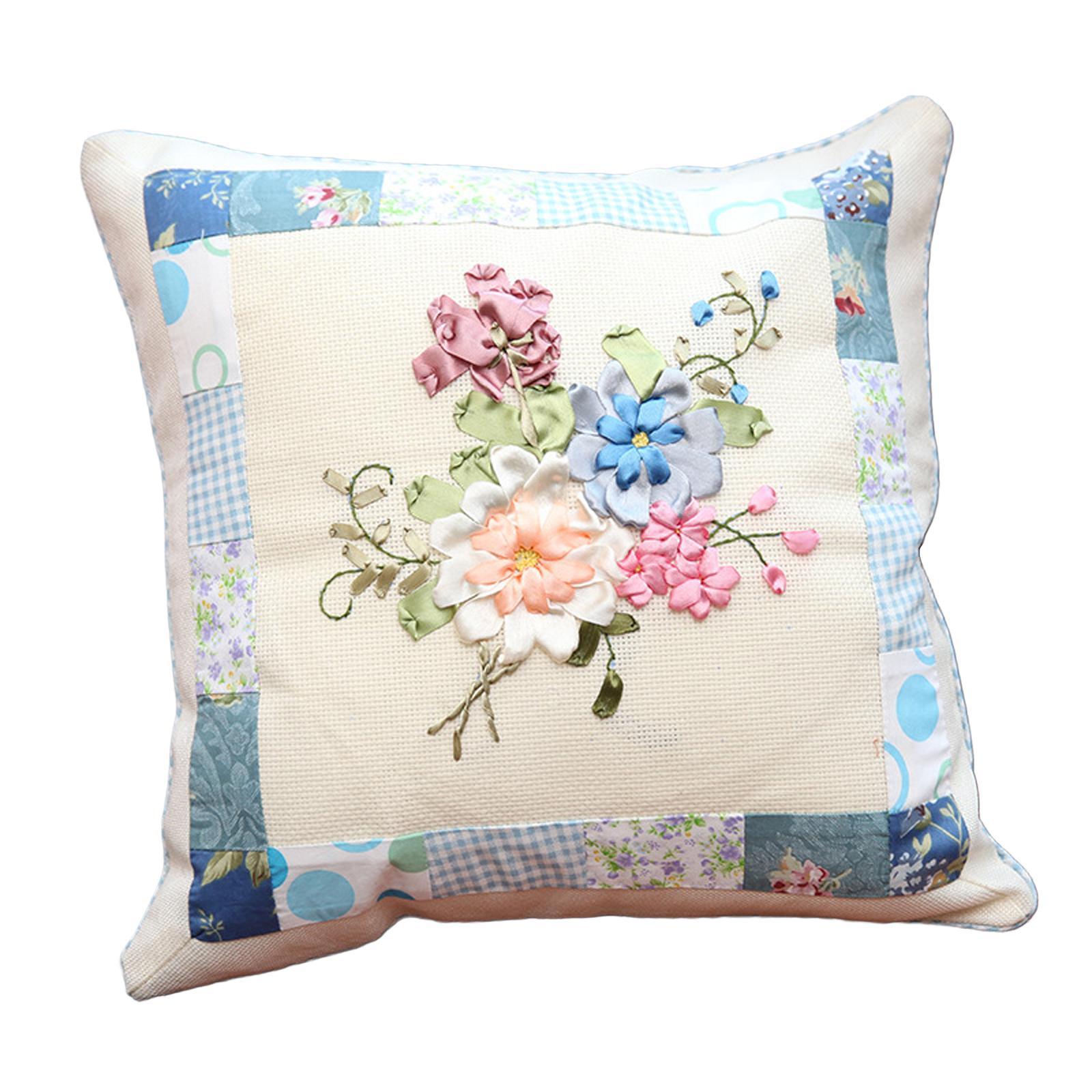 Embroidery Pillow Covers Sewing Craft Floral Pattern for Wedding Bedroom