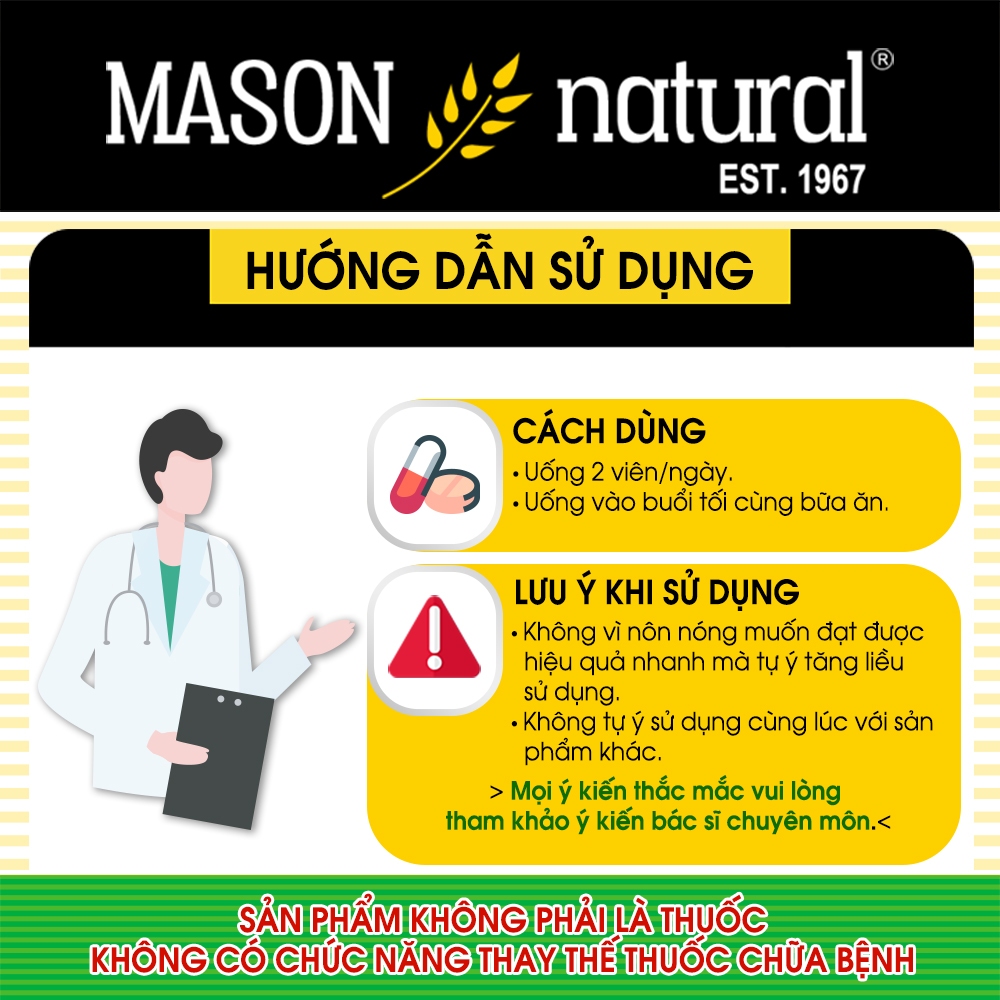 Viên Uống Ngủ Ngon Mason Natural Relax & Sleep - Hỗ Trợ Ngủ Sâu Giấc, Giảm Căng Thẳng, Mệt Mỏi (Hộp 90 Viên)