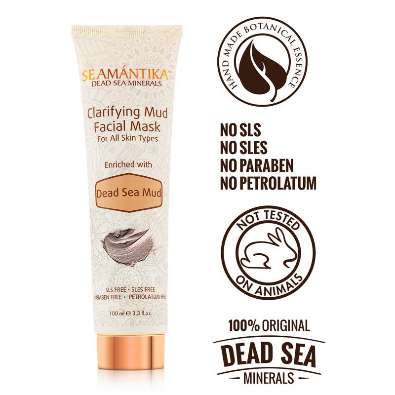 Mặt nạ bùn làm sáng da từ bùn biển chết, cho mọi loại da - CLARIFYING MUD FACIAL MASK - DEAD SEA MUD - Seamantika