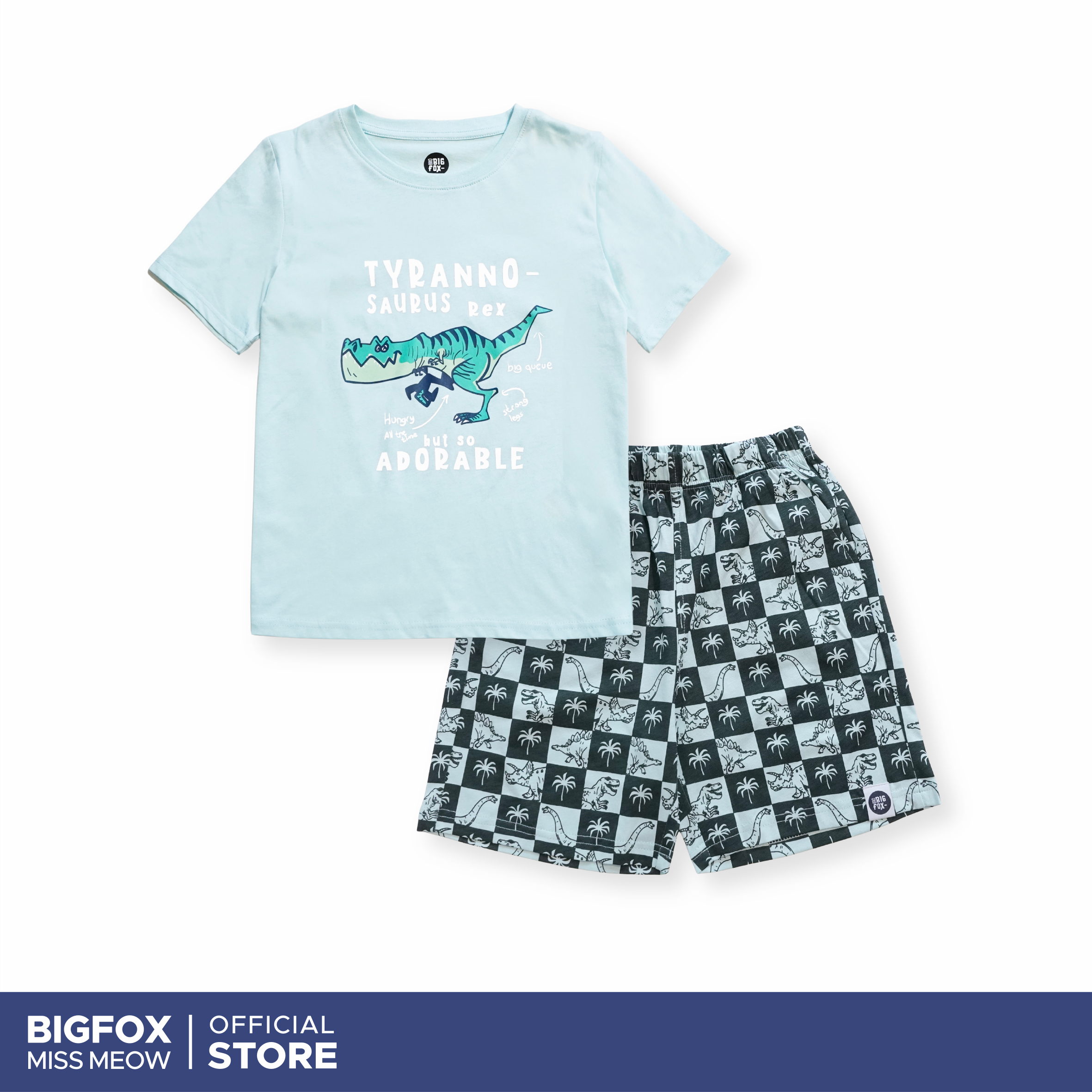 Bộ cộc tay bé trai size đại Bigfox Miss Meow mùa hè mặc nhà vải cotton cỡ trẻ em 3-11 tuổi 25kg 30kg