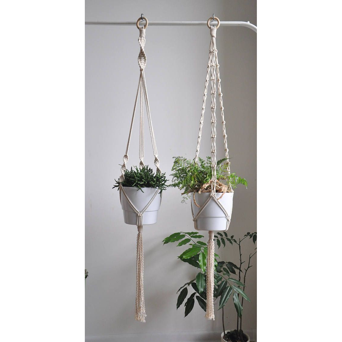 Set 2 dây treo trang trí chậu cây cảnh bình thủy tinh