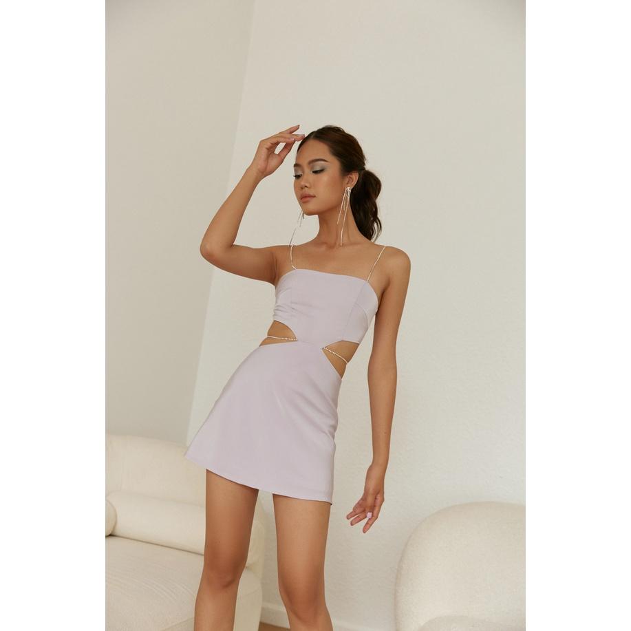 Nene Clothing - Đầm xẻ eo cúp ngang, dây đá