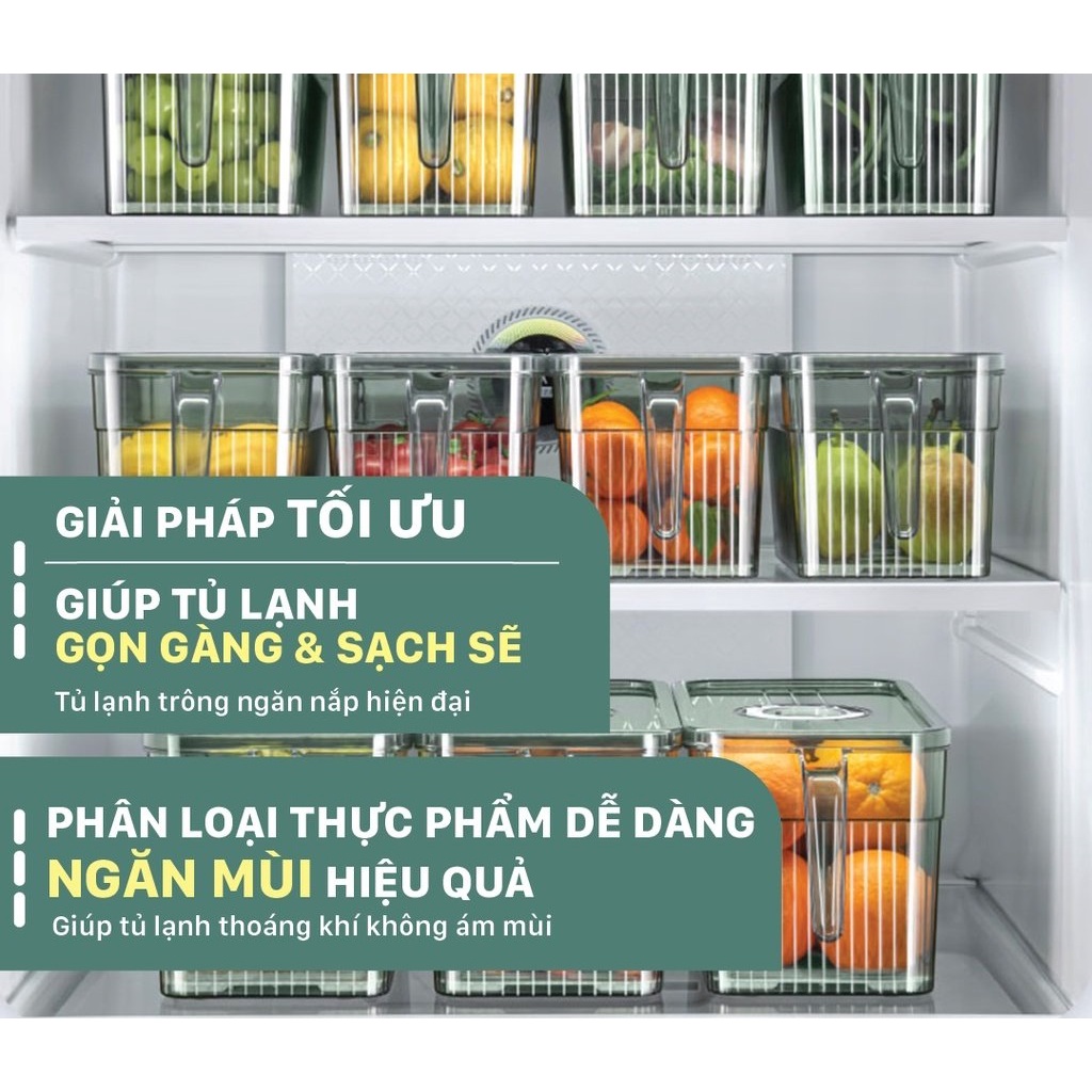 Hộp Đựng Thực Phẩm Tủ Lạnh 5L Có Vạch Chia Ngày Tháng Và Tay Cầm Lựa Chọn Tốt Bảo Quản Thực Phẩm Trong Tủ Lạnh