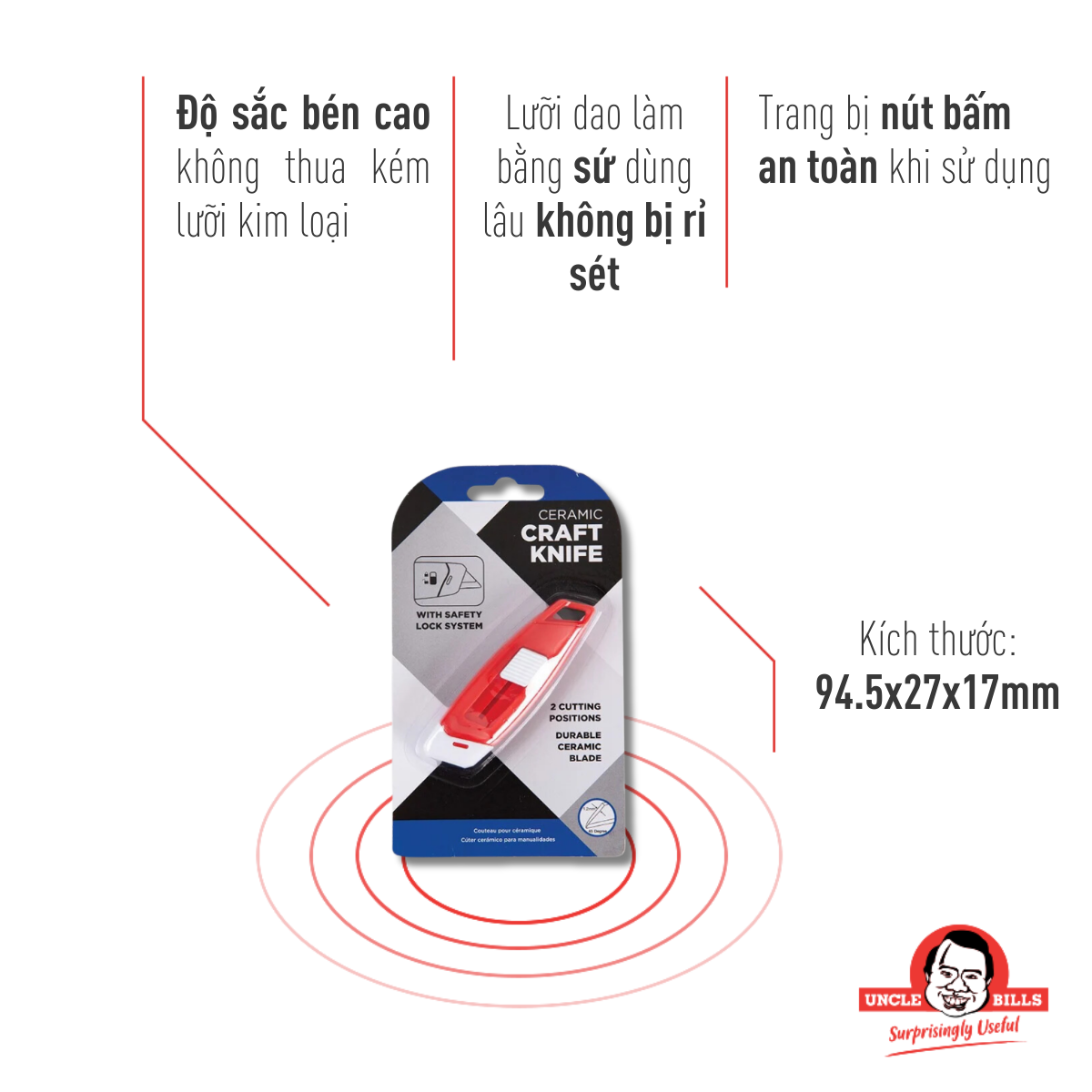 Dao rọc giấy lưỡi bằng sứ UBL QE0571