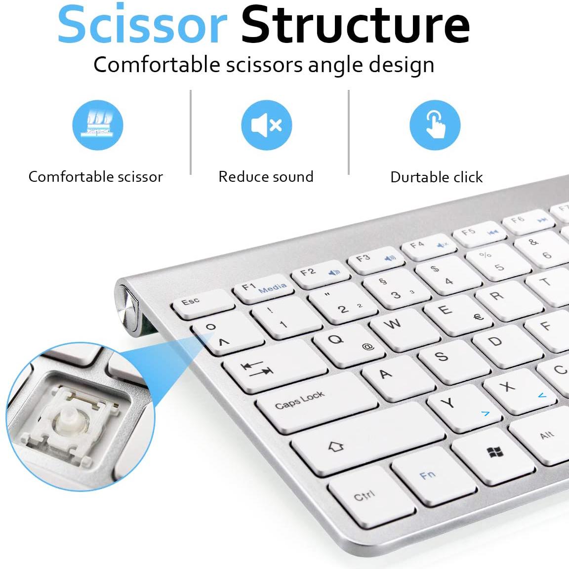 Đức QWERTZ Bàn Phím Không Dây 2.4G Siêu Mỏng Deutsche Bàn Phím Đa Phương Tiện Tiếng Ồn Thấp Cho Laptop Máy Tính Để Bàn Windows Smart Tivi