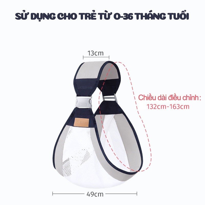 Địu vải cho bé dạng lưới thông thoáng cho bé 0 - 36 tháng tuổi