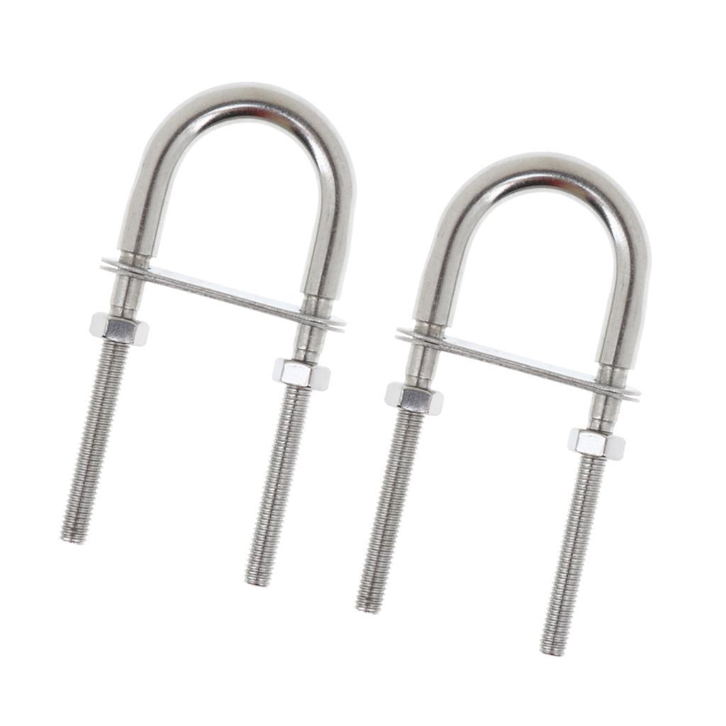 2 Pieces 304 Stainless Steel Boat Bow / Stern Eye, U-Bolt, Marine Rigging M6*90