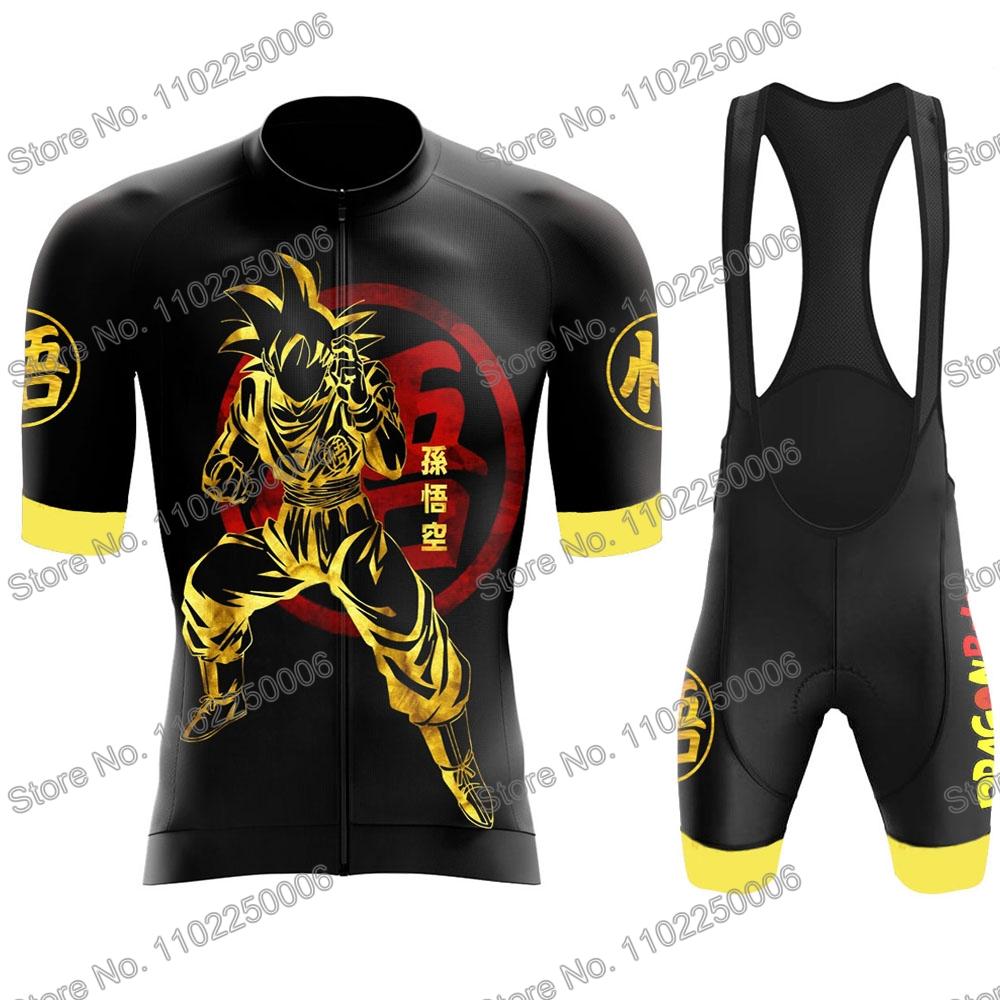 Golden Goku Cycling Jersey Set Summer Cycling Quần áo nam Đàn đường xe đạp phù hợp với tay áo ngắn xe đạp Bib Shorts MTB Maillot Color: 8 Size: XXS