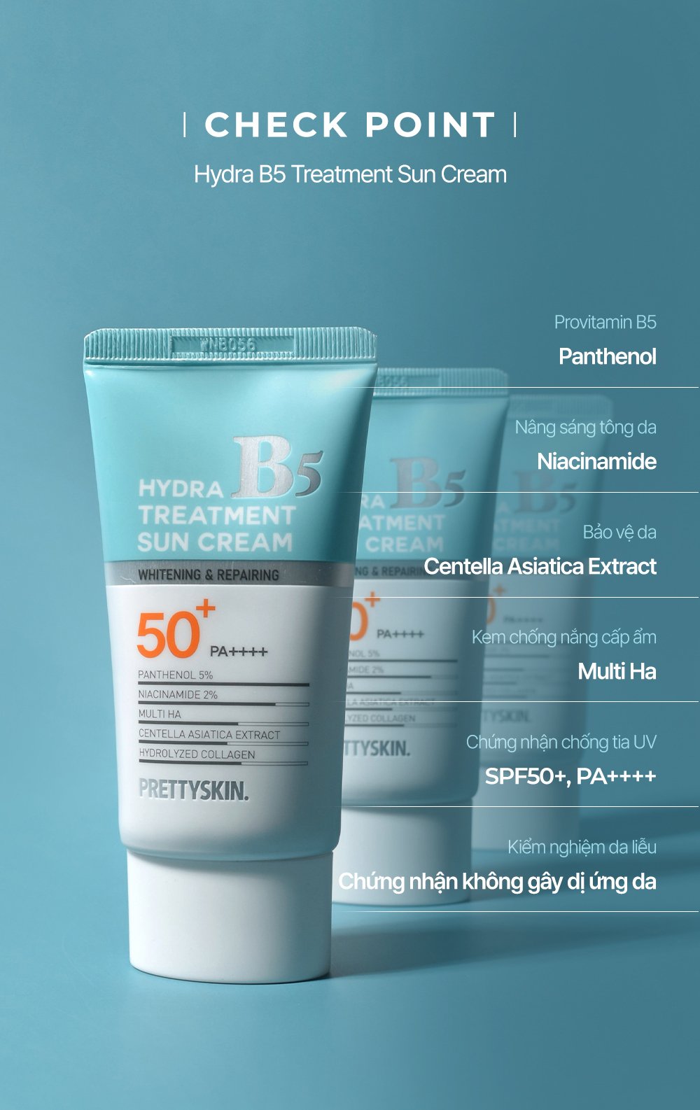 Kem Chống Nắng Cho Da Treatment Cấp Ẩm, Dưỡng Trắng Pretty Skin Hydra B5 Treatment Sun Cream 50ML SPF 50 PA++