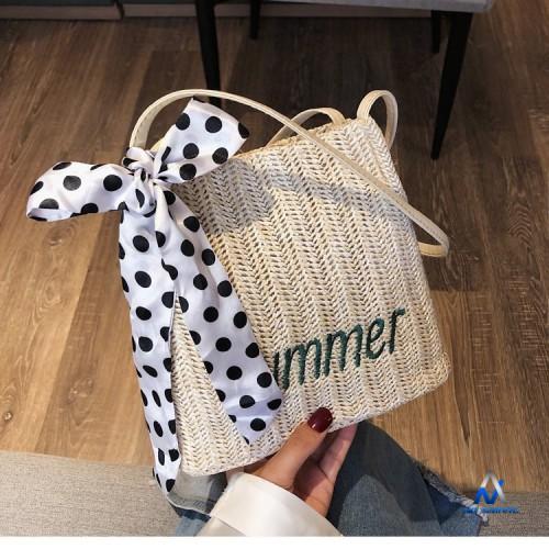 Túi Cói Đi Du Lịch Summer Kèm Nơ Sang Chảnh