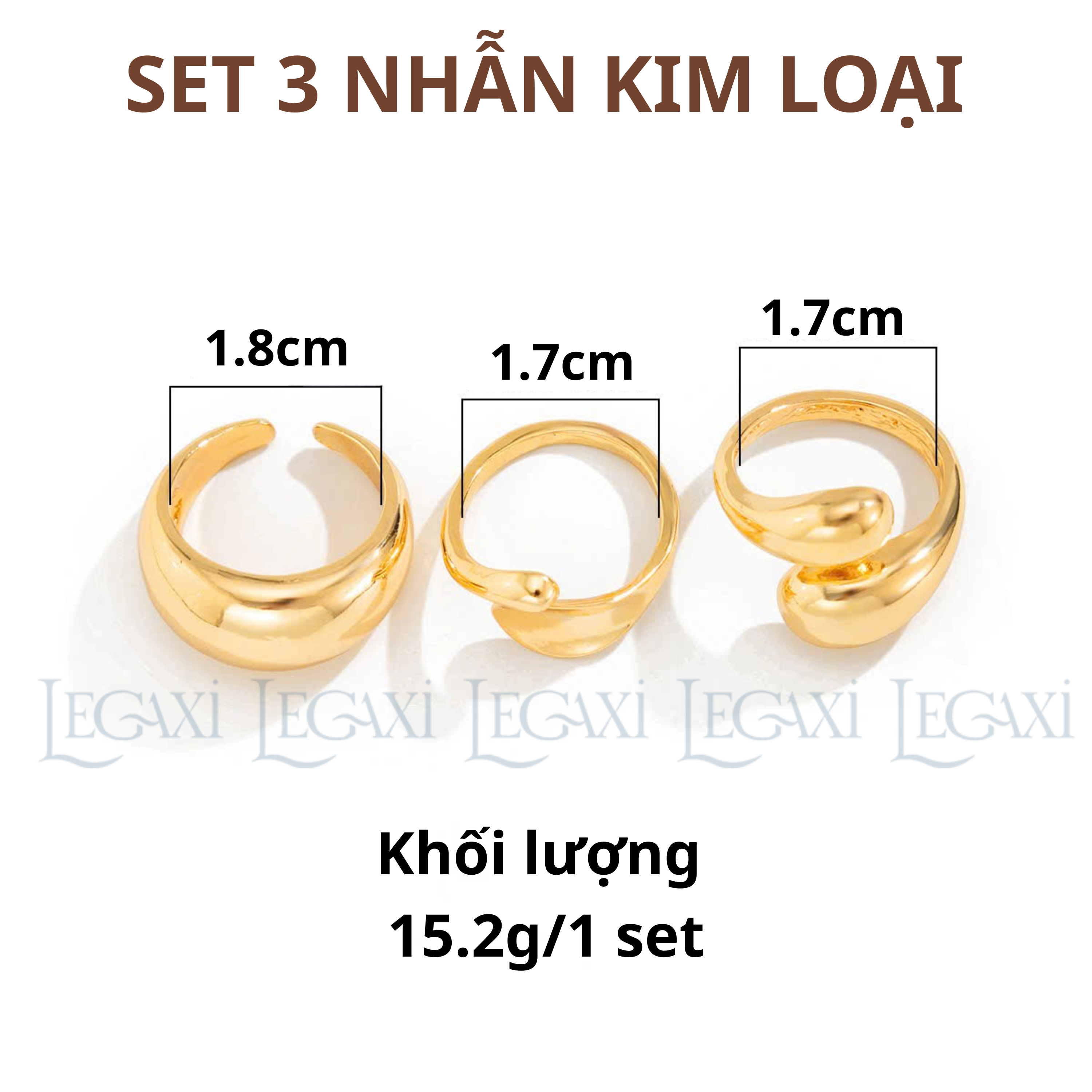 Set Nhẫn Hở Trơn Màu Vàng Kiểu Vòng Cung Bằng Kim Loại Phong Cách Âu Mỹ Phụ Kiện Thời Trang Cho Nữ