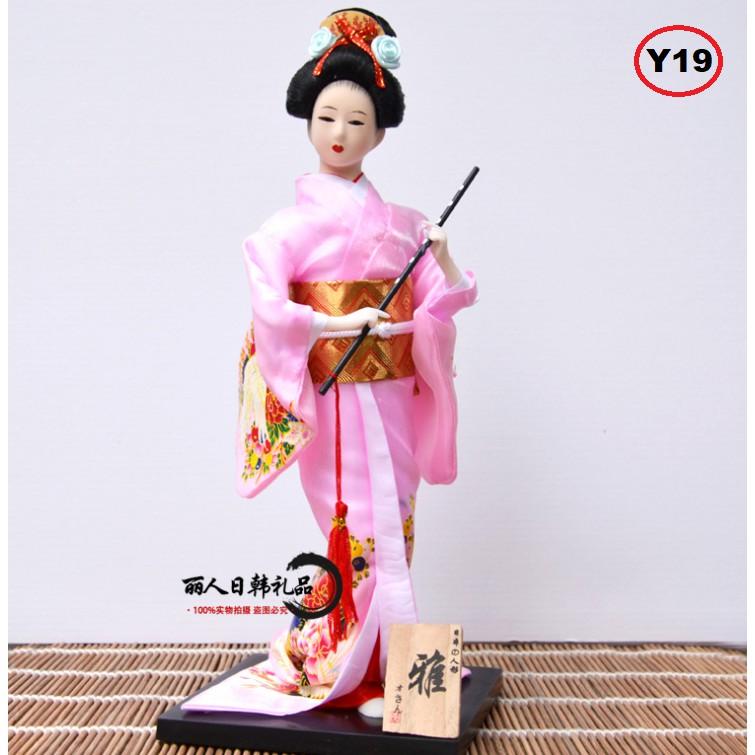 Búp bê Geisha mặc Kimono truyền thống cao 30cm thích hợp trang trí kệ sách, văn phòng, phòng đọc, phòng khách