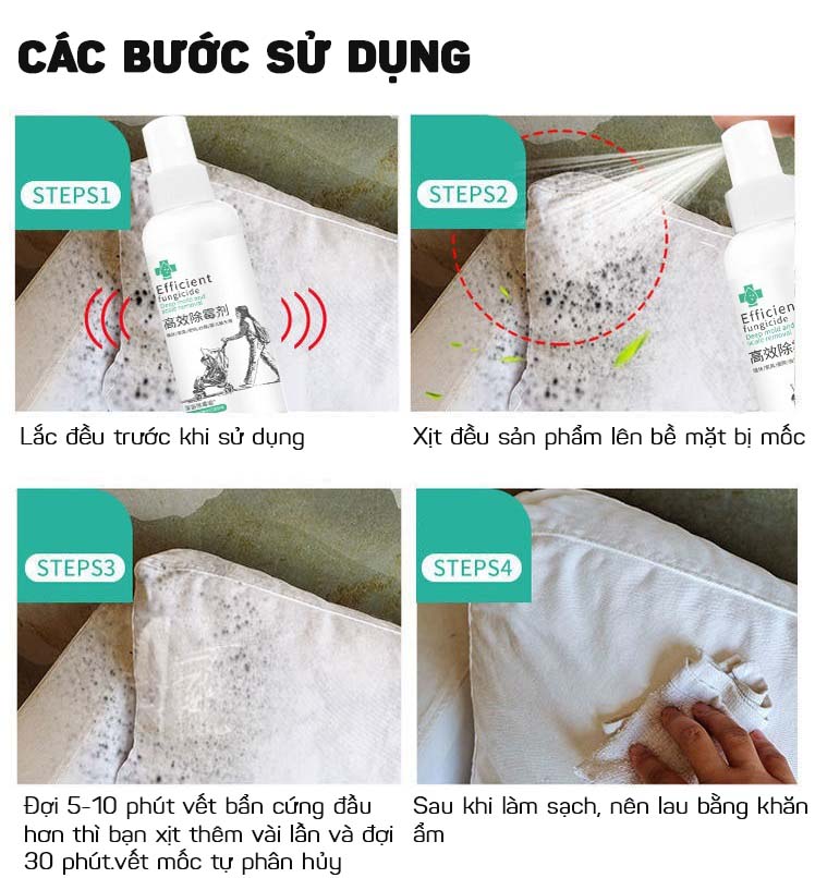 Dung Dịch Tẩy Nấm Mốc Quần Áo, Giày Vải, Rèm Cửa, Xe Đẩy Em Bé, Chăn Ga Gối Nệm Chất Liệu Vải 500ml- Hàng Nhập Khẩu