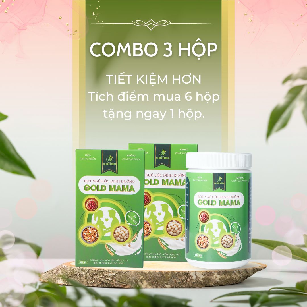 Combo 3 hộp bột ngũ cốc Gold Mama (FREESHIP) 24 loại hạt dinh dưỡng cho mẹ bầu (1.5Kg)