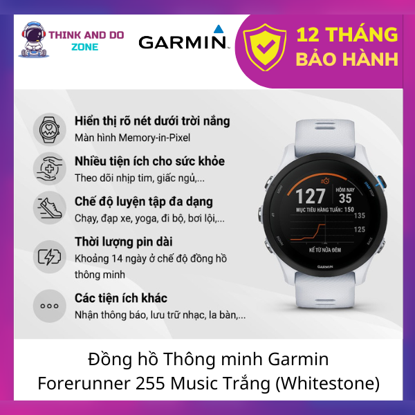 Đồng Hồ Thông Minh Theo Dõi Vận Động Theo Dõi Sức Khỏe Garmin Forerunner 255 Music_Hàng chính hãng