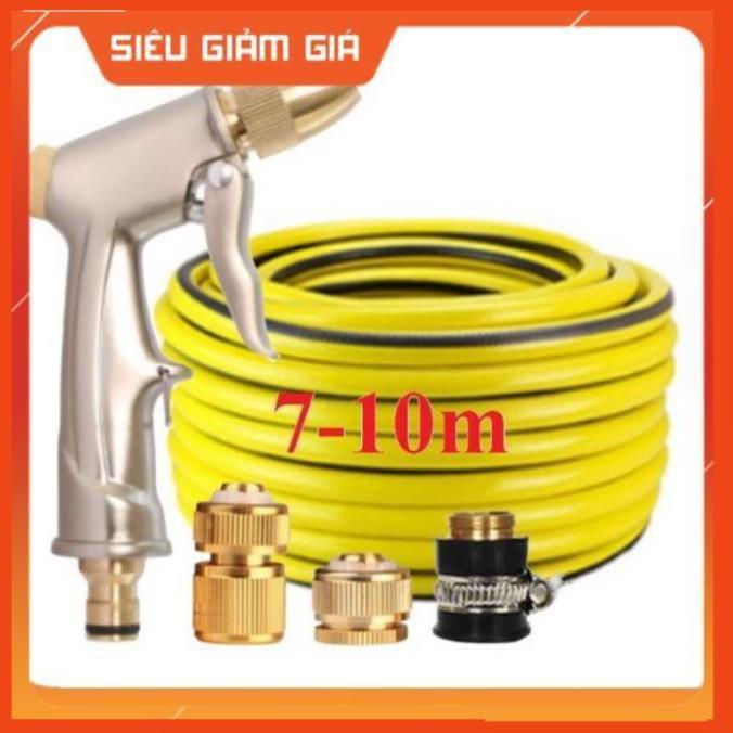 Bộ dây vòi xịt nước rửa xe, tưới cây . tăng áp 3 lần, loại 7m, 10m 206701-1 đầu đồng, cút đồng