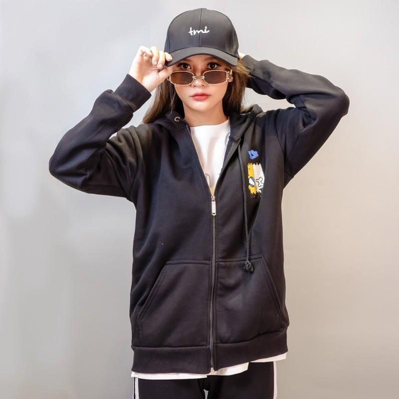 Áo khoác nỉ nam nữ nỉ bông dày dặn form rộng unisex in K.WASS MÂY XANH - CANDA 3303