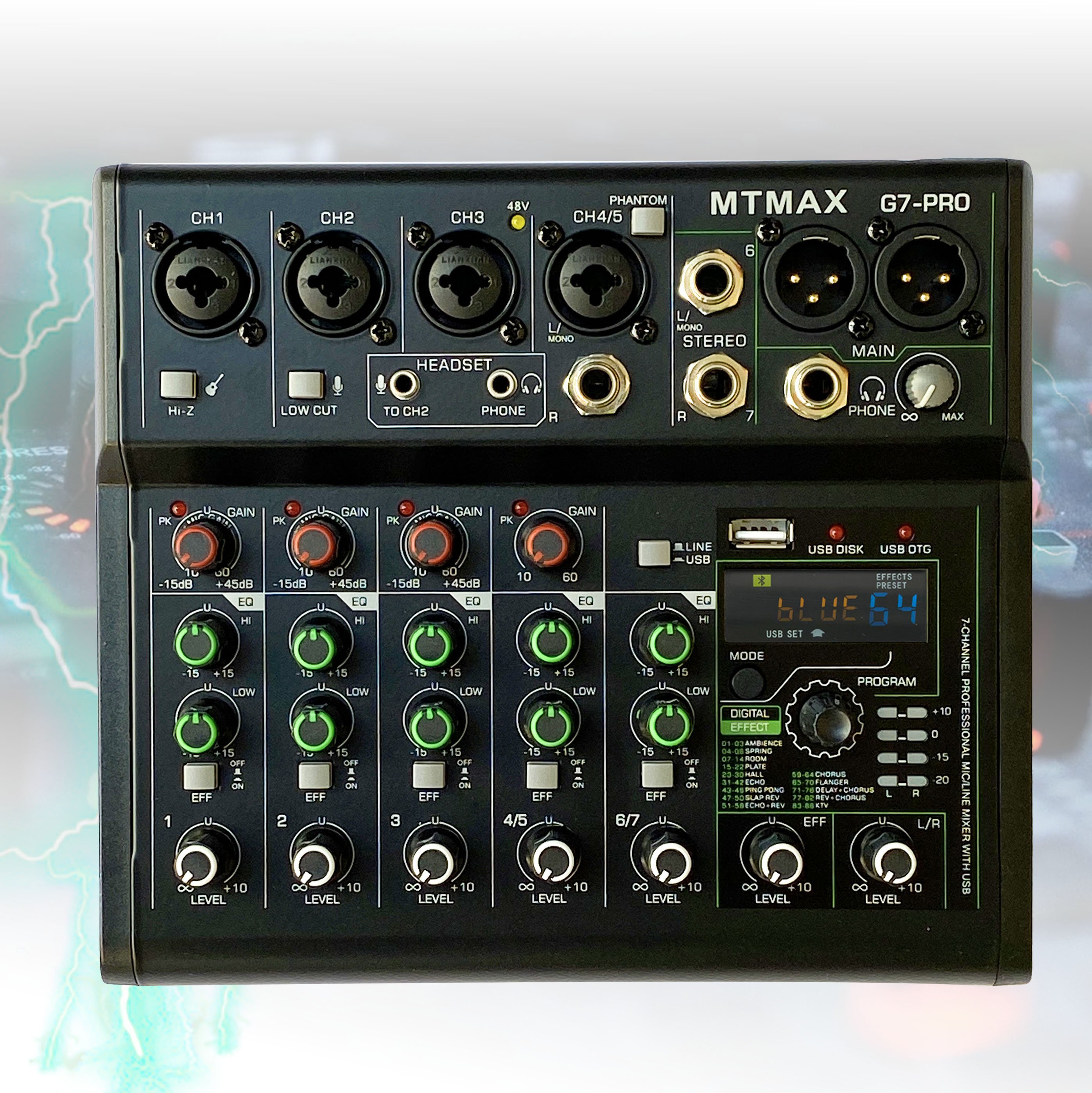 Mixer G7 MTMAX bluetooth -Karaoke Loa Kéo - Hát Thu âm - 88 Hiệu ứng vang số hỗ trợ điều chỉnh âm thanh Amply gia đình và hát thu âm livestream bảo hành 12 tháng hàng chính hãng