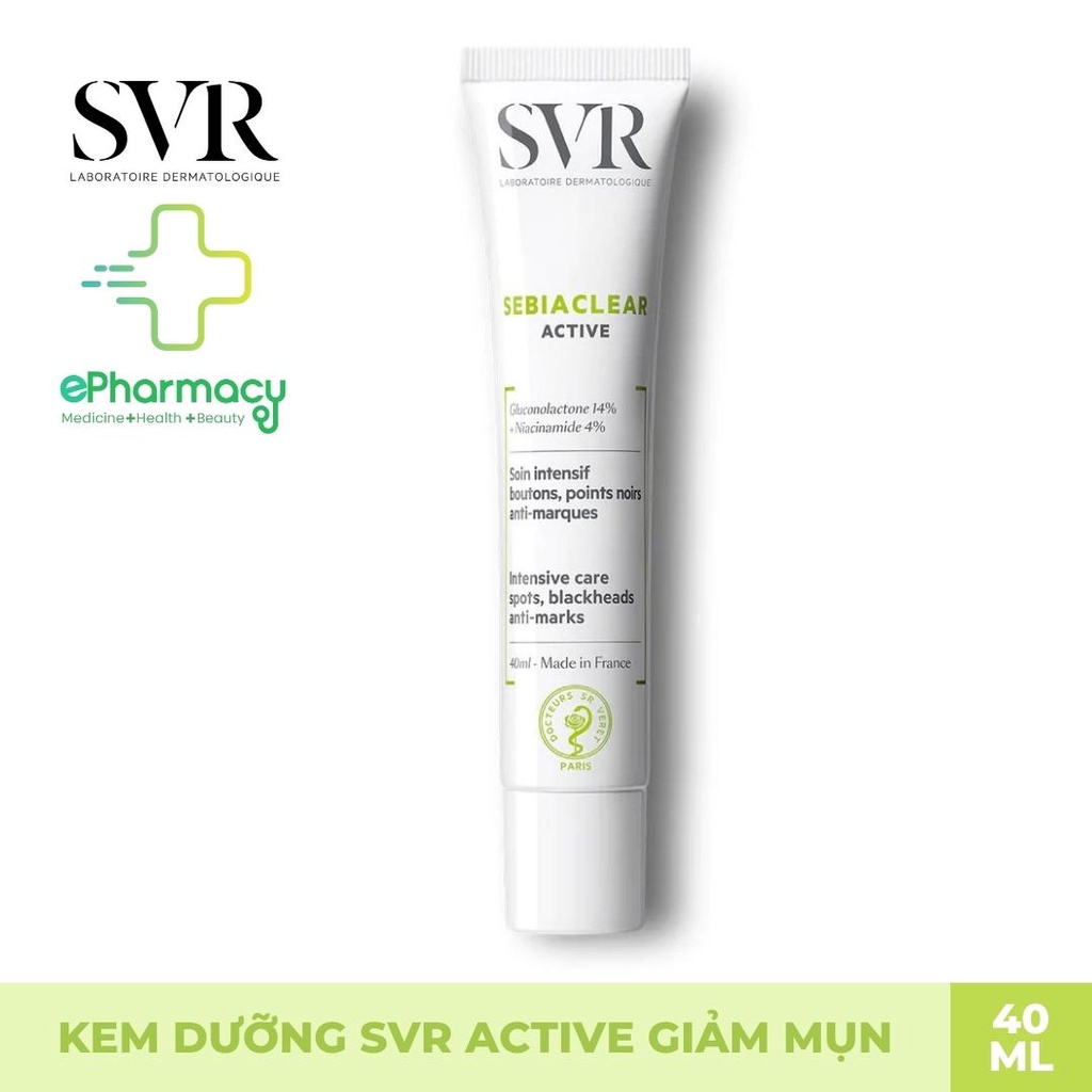 SVR Sebiaclear Active Cream - Kem Dưỡng SVR Active giảm mụn, giảm dầu nhờn cho da 40ml