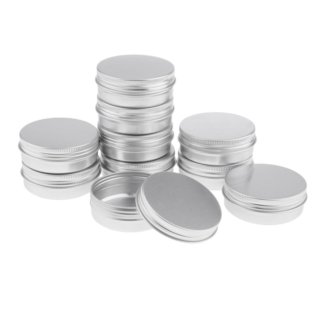 10 X 60ml Mỹ Phẩm Nhôm Tròn Kem Rỗng Lip Balm Hộp đựng Lọ Tin