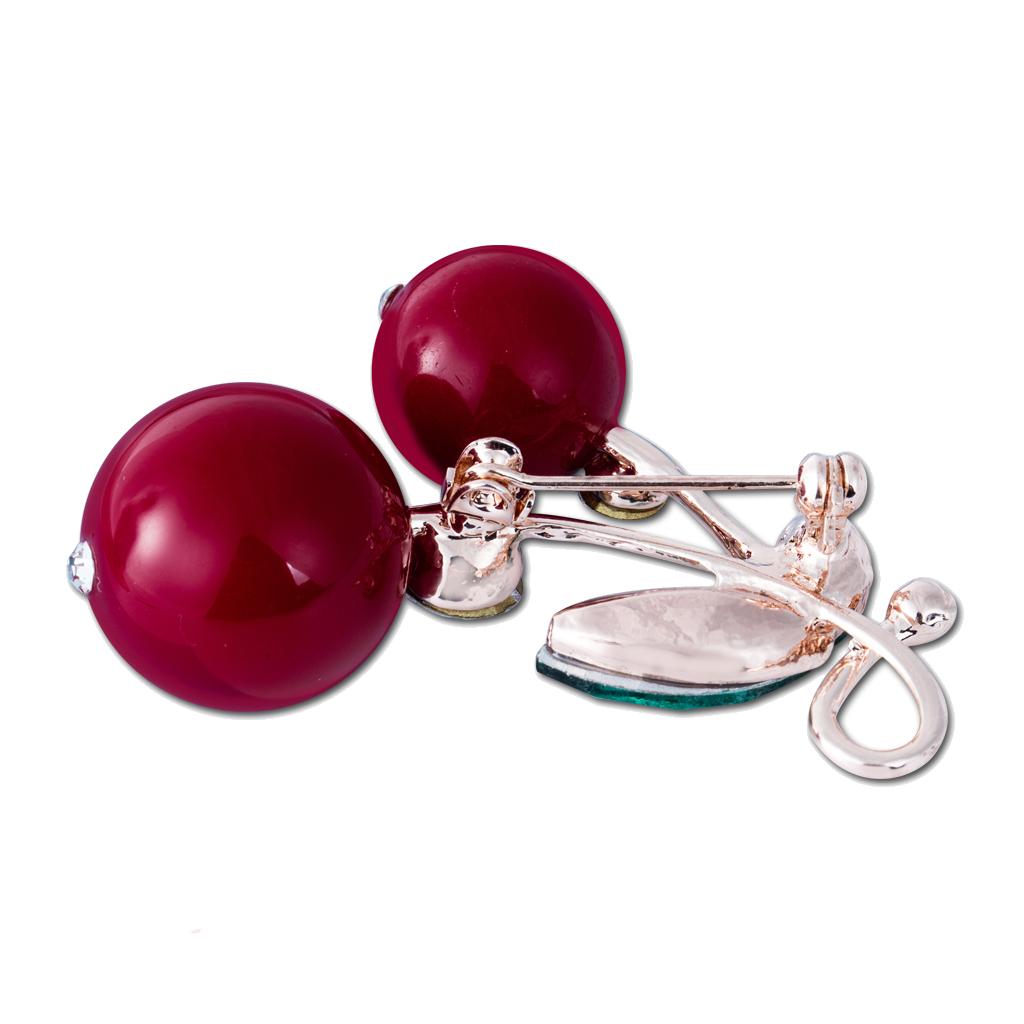 Double Cherry Brooch Faux Pearl Fashion Jewelry Shirt Brooch Pin Jewelry