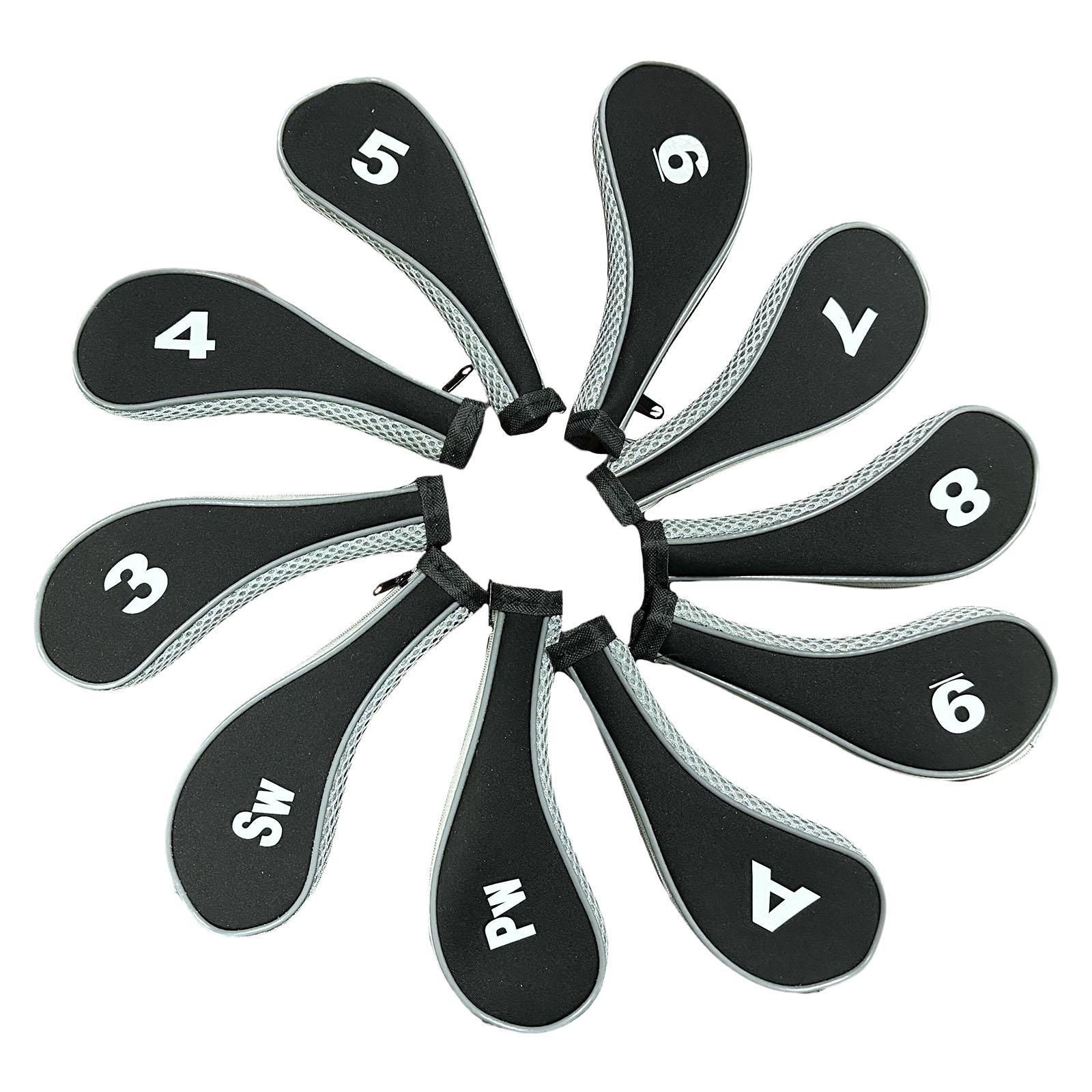 10Pcs Golf Iron Headcover Set Golf Club Head Cover Putter for Outdoor Sports
