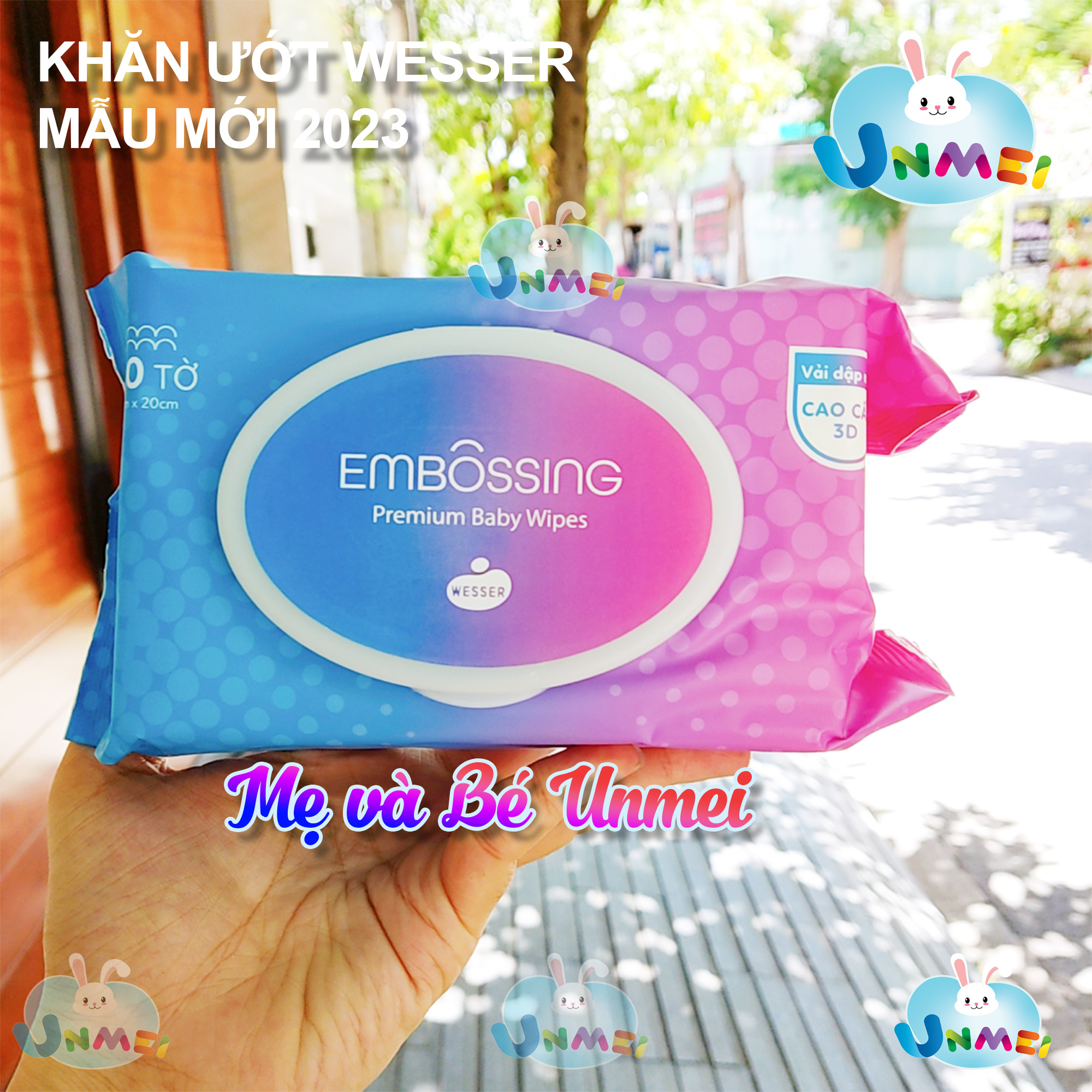 Bộ 6 Gói Khăn Ướt Wesser 80 Tờ / gói chất liệu Vải Dập Nổi cao cấp - Không Hương - Không Parapen