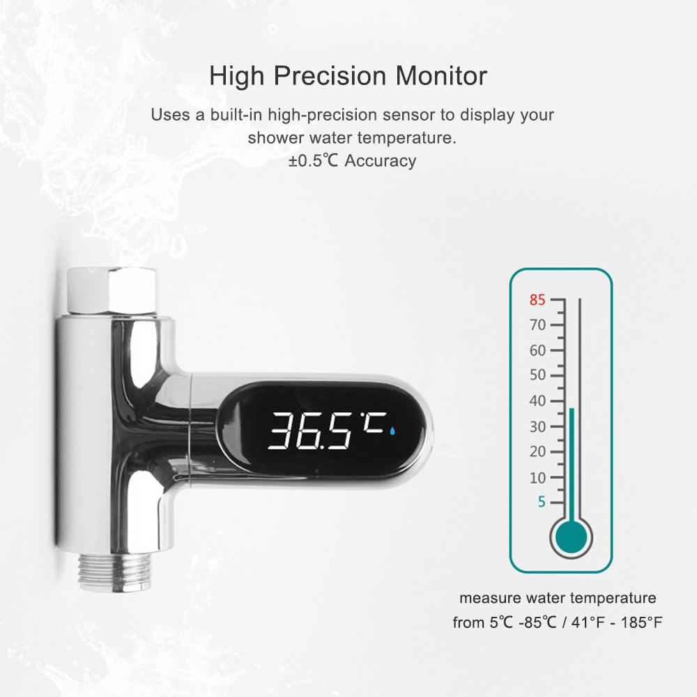 LED Display Water Meter Digital Shower Thermometer Bath Temperature Monitor Water-temperature Measuring Instrument with
