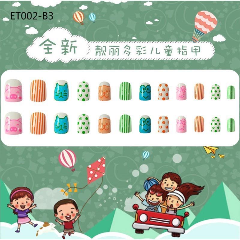 Set 24 Móng Tay Gỉa Cho Bé Gái Xinh Xắn , Nhiều Màu Sắc ( Tặng Kèm Keo )