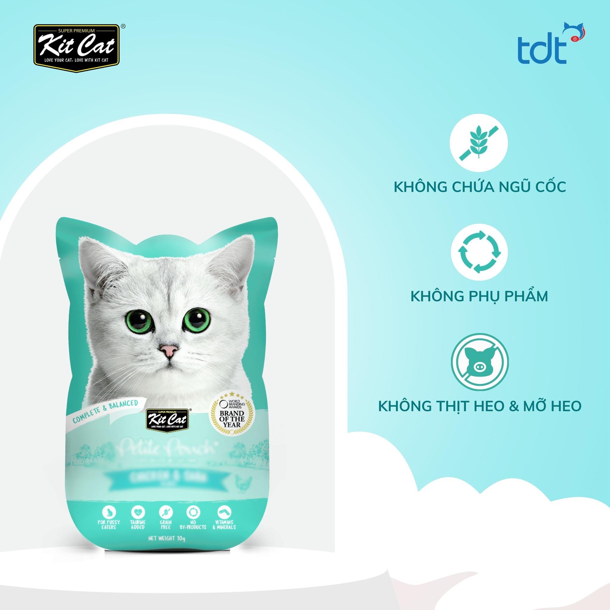 Pate cho mèo mọi lứa tuổi Kit Cat Petite Pouch 100% Holistic Wet Cat Food không chứa ngũ cốc