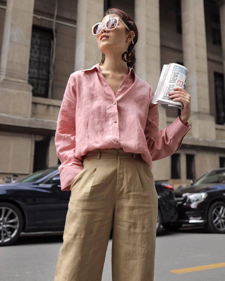 Sơ mi nữ linen form rộng trễ vai trẻ trung ArcticHunter, thời trang thương hiệu chính hãng