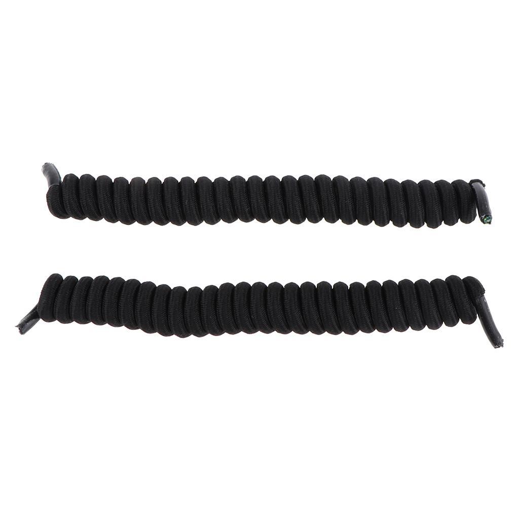 4xElastic No Tie Shoe Laces Curly Shoelaces for Adult & Kids Trainers Black