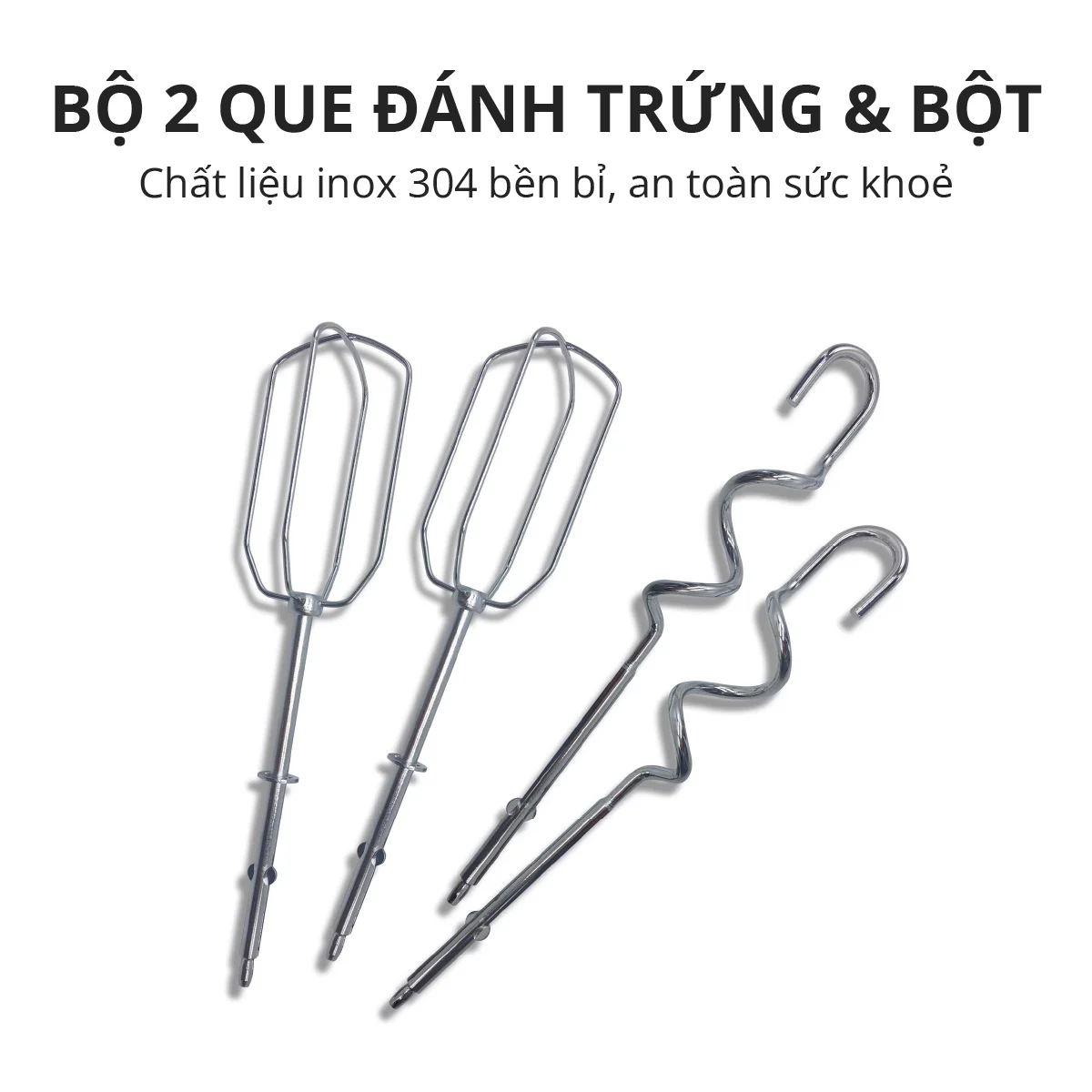 Máy đánh trứng Mishio MK215 300W - 5 tốc độ, đi kèm que đánh bột và đánh trứng - Hàng chính hãng