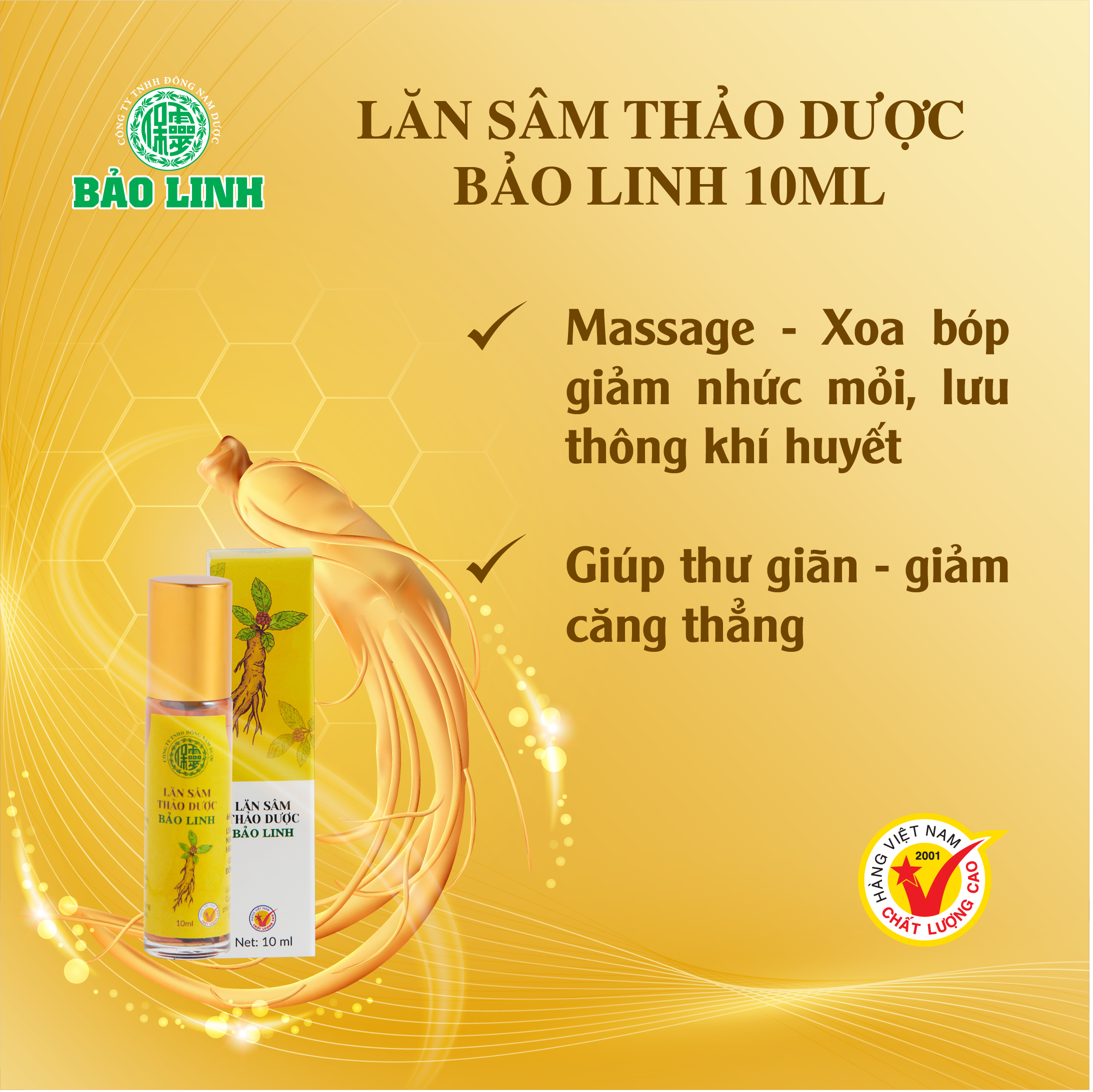 Combo 3 chai Dầu Lăn Sâm Thảo Dược Bảo Linh 10ml