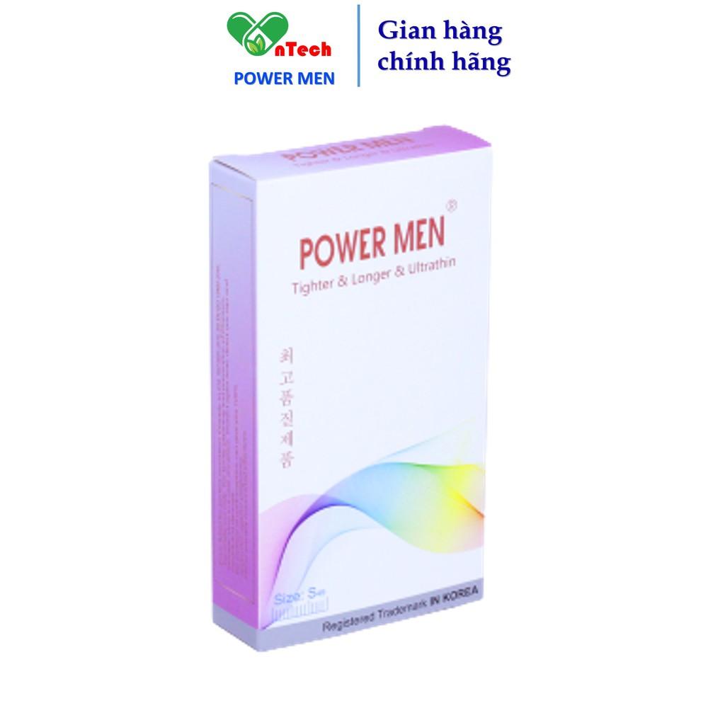 Bao cao su POWER MEN TIGHTER &amp; CLOSER &amp; ULTRATHIN siêu mỏng dáng ôm khít 3D chống tuột size nhỏ 49mm hộp 12 chiếc