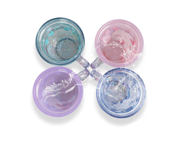 Ly quai cầm tay 2 lớp nhũ nước kim tuyến trong suốt hình công chúa Elsa và Anna màu tím siêu cute cho bé gái 260ml - 118VNDP2502