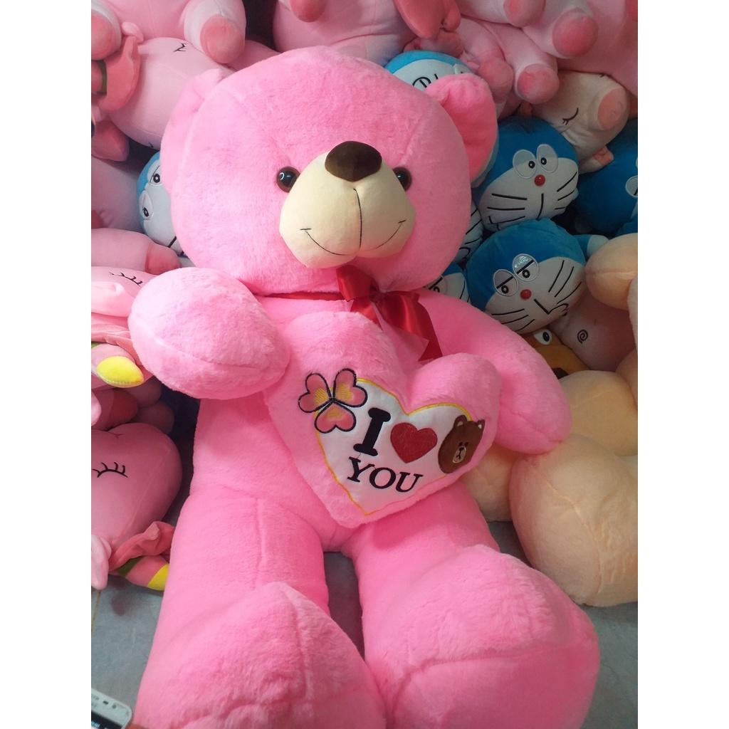 Gấu Bông Teddy Ôm Tim Size 1m1-1m3-1m5 Vải Lông Tuyết Mịn, Hàng Quảng Châu Cao Cấp, Gấu Bông Cute