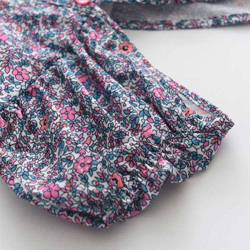 Váy Bé Gái Hè Không Tay Puff Sleeve Nút Cổ Chữ V Thời Trang Quần áo Trẻ Em Âu Mỹ