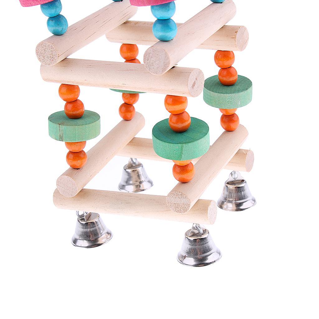 Bird Parrot Wooden Stand Perches Toy Hanging Swing Ladder Climb Chewing Toy