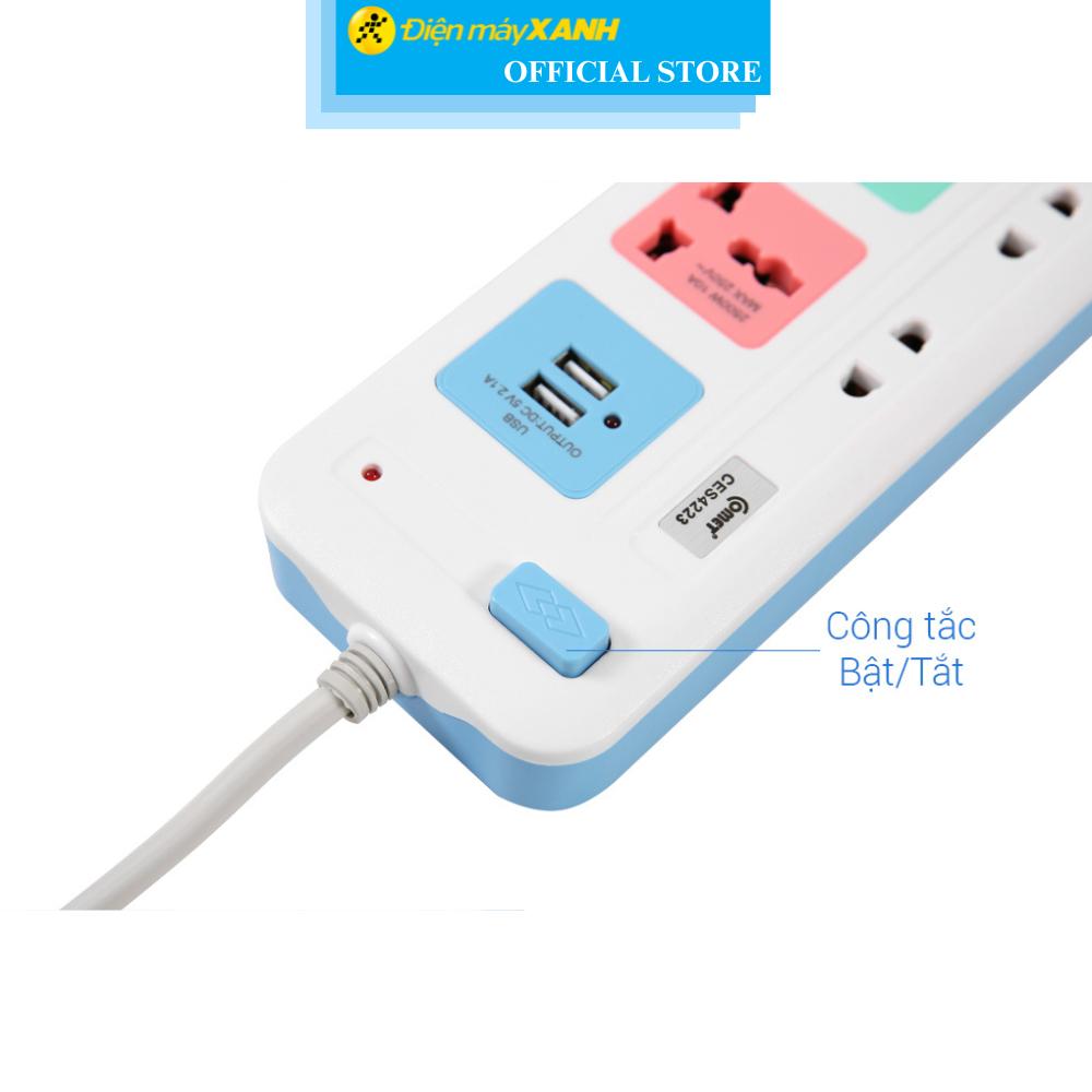 Ổ cắm điện Comet 4 lỗ 2 USB 3m CES4223 - Hàng Chính Hãng