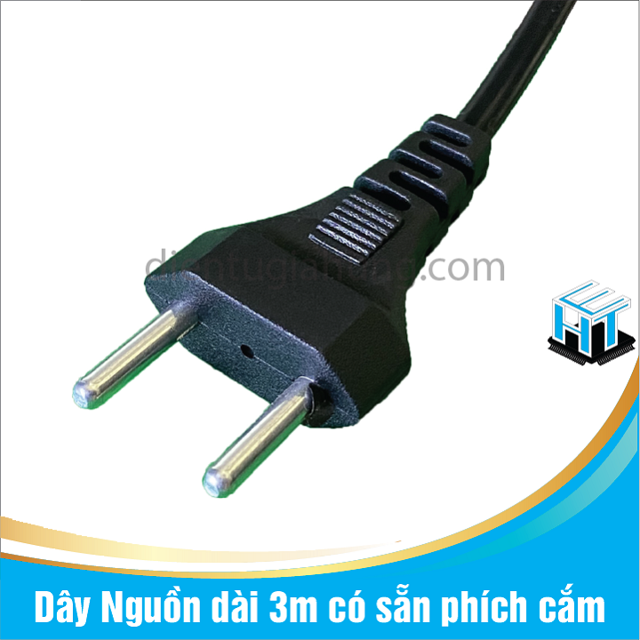 Dây Nguồn dài 3m có sẵn phích cắm, dây dùng cho quạt điện,máy ấp trứng