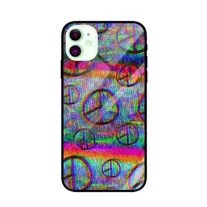 Ốp lưng kính cường lực cho iPhone 11 Nền Peace Vòng Tròn   - Hàng Chính Hãng