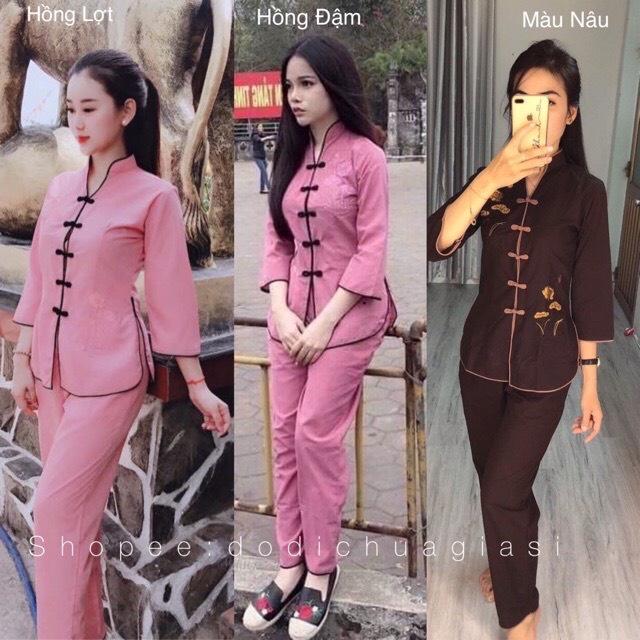 ĐỒ LAM ĐI CHÙA  Sẩm Thêu Cổ Tàu