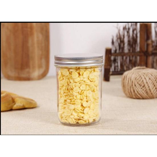 COMBO 3 HŨ THỦY TINH TRÒN 500ML NẮP NHÔM MIỆNG RỘNG ĐỰNG ĐỒ KHÔ, THỰC PHẨM, GIA VỊ