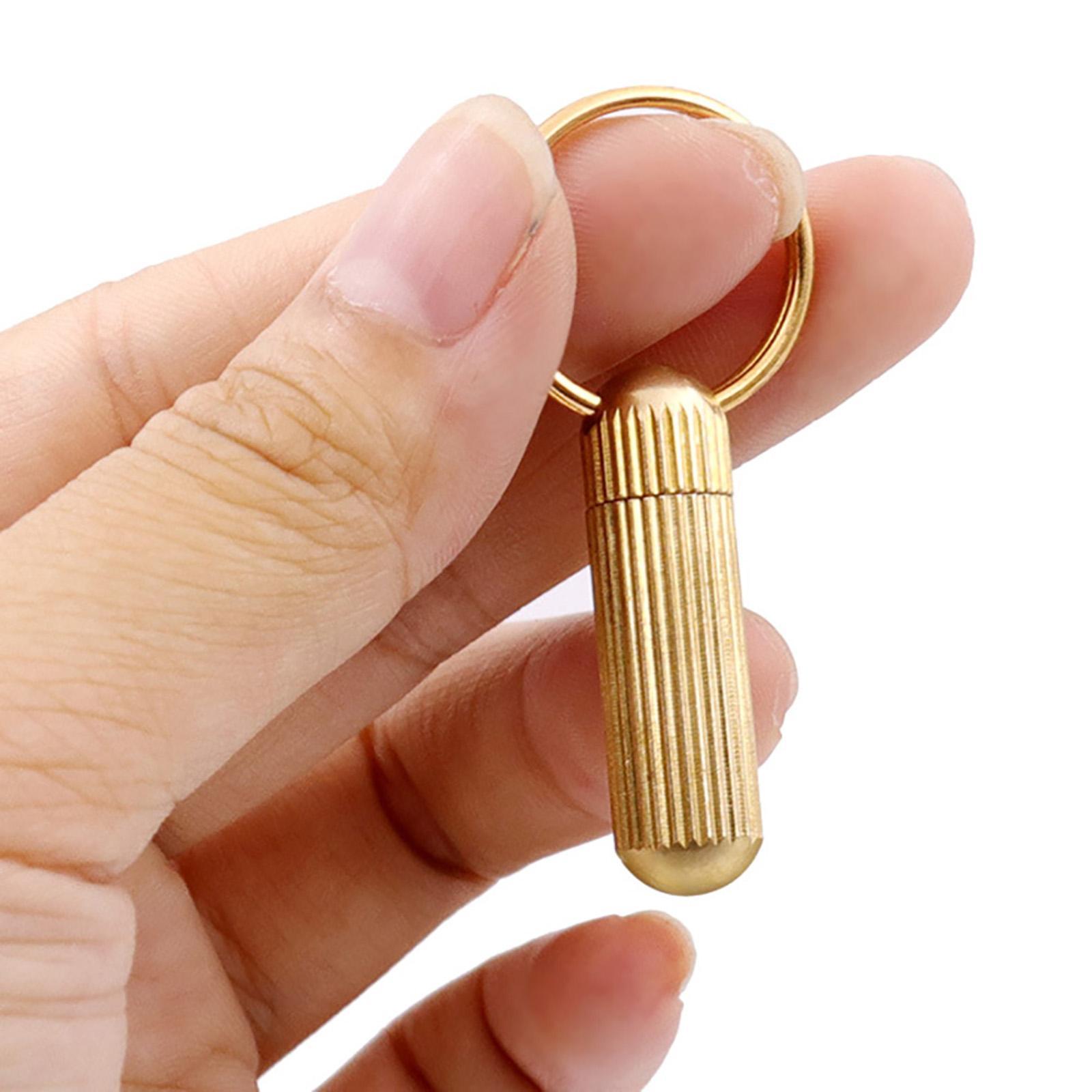 Brass Capsule Mini Knife Key Chain for Stripping Stickers Opening Cans and Unpacking Cartons Outdoor Hiking